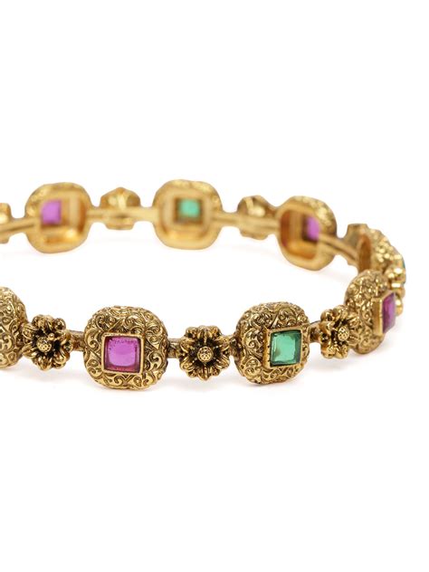 Festive Elegant Faux Kundan Bangle Set in Gold - Rani Pin | Peora