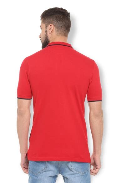 Buy Men Red Solid Polo Neck T-shirt Online - 321936 | Van Heusen