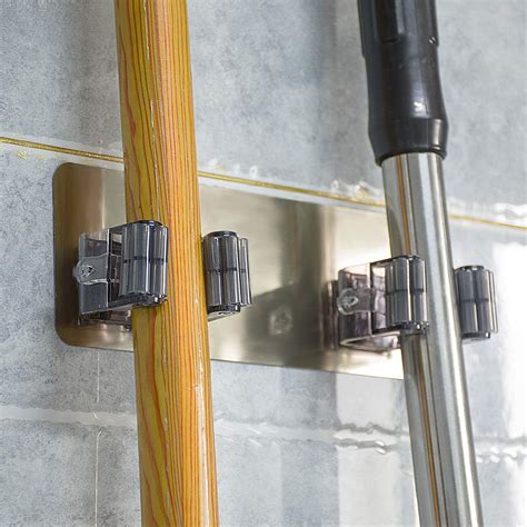 Mr.Van Powerful Hook Bathroom Mop Hanger Wall Mount Seamless Nailless ...