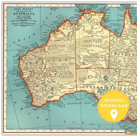 Map of Australia Printable Australia Map Australia Map - Etsy