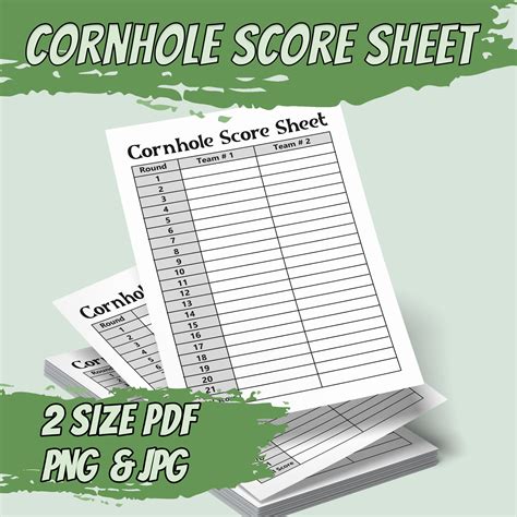 Cornhole Score Sheet Template, Printable Cornhole Score Sheet, Cornhole ...