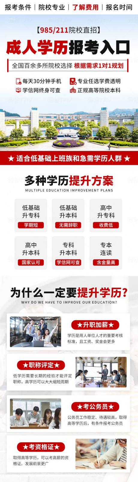 卡通成人教育学历提升手机海报图片下载_红动中国