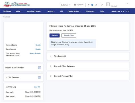 Dashboard and Worklist (Taxpayer) User Manual | Income Tax Department