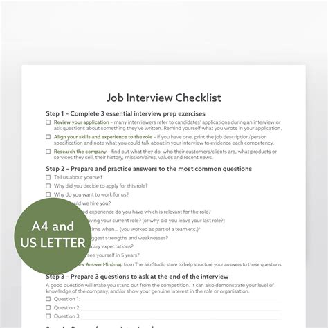 Job Interview Checklist Template 的图像结果