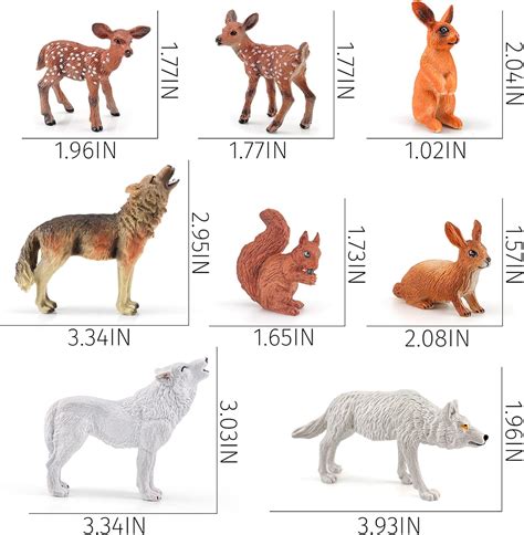 Buy Woodland Animal Figurines Sets 8 PCS Wolf Rabbit Squirrel White ...