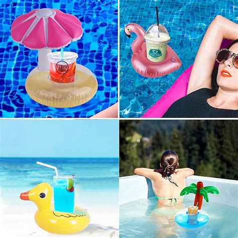 13 Pcs Inflatable Drink Holders Floats,Inflatable Pool Drink Cup Floating Bath Holder,Inflatable ...