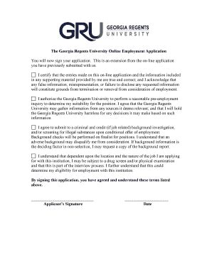 Fillable Online Criminal History Authorization - Georgia Regents ...