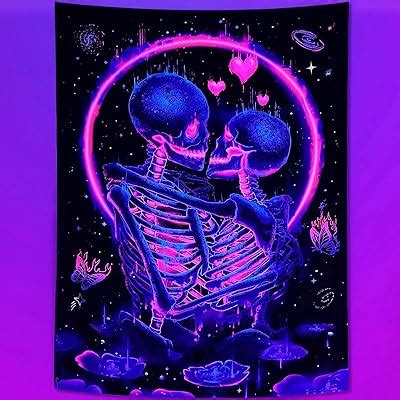 Fungarth Blacklight Skeleton Tapestry UV Skull India | Ubuy