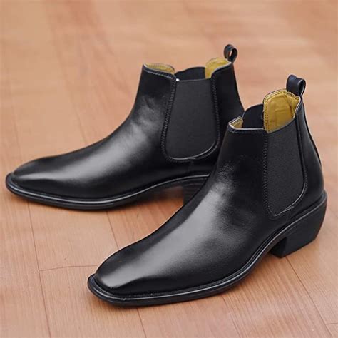 Classy Hight Ankle Height Increasing Black Chelsea Boots For Men-Jonas ...