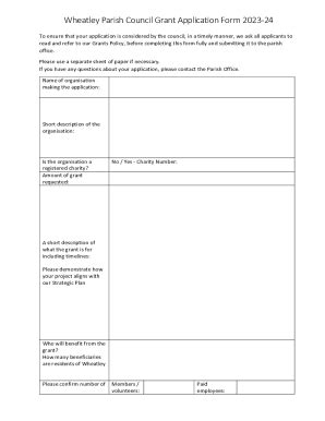 Fillable Online wheatleyparishcouncil gov Wheatley Parish Council Grant ...