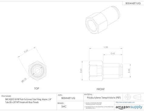 Buy SMC KQ2F07-34A Brass Push-to-Connect Tube Fitting, Adapter, 1/4 ...