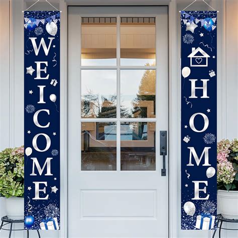 quiodok 2 Pieces Blue Welcome Home Banner Decorations Welcome Home ...