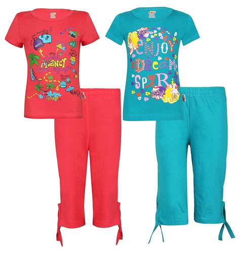 Buy SINI MINI Girls Plain Capri Set (Pack of 2) at Amazon.in