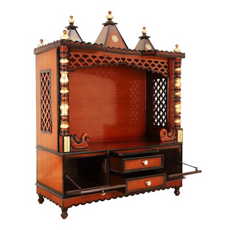 Abhikya Kostha Brown Gold Floor Rested Pooja Mandir for Home – DZYN ...