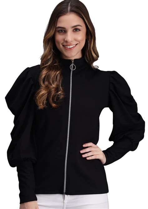 Tandul Women’s Jacket, Black Jacket with Unique Design, Full Sleeve ...