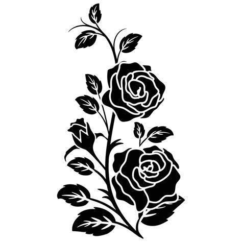silhouette black motif rose flower blooming 16257839 Vector Art at Vecteezy