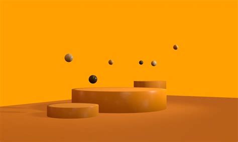 Yellow cylinder podium 3d render design for product showcase mockup ...