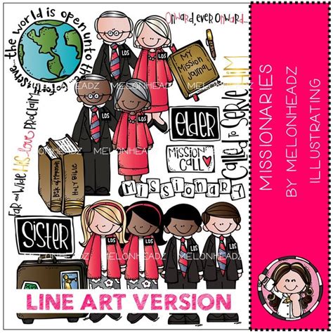 LDS Missionaries Clip Art LINE ART - Etsy