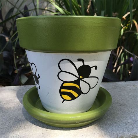 Bumble Bee Hand Painted Flower Pot by FlourishAndPots on Etsy https ...