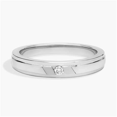 Diagonal Channel Set Round Solitaire Diamond Ring in 14k White Gold ...