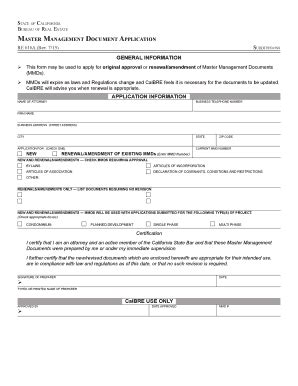 Fillable Online Master Management Document Application RE 616A Rev 715 ...