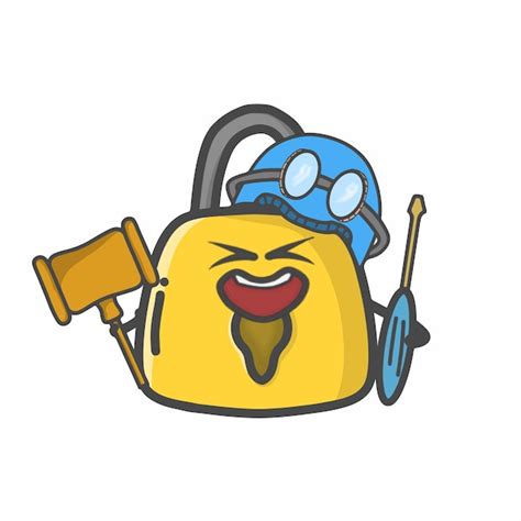Niedlich, Vorhängeschloss, Zeichen, Flache, Karikatur, Vektor, Design ...