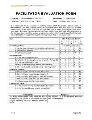 Facilitator Evaluation Form - Fill Online, Printable, Fillable, Blank ...