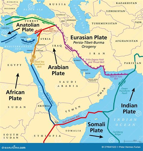 Arabian Plate, Tectonic Map, Arabian Peninsula, a Minor Tectonic Plate ...