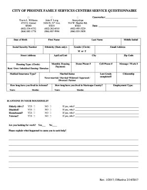 Fillable Online CITY OF PHOENIX FAMILY SERVICES CENTERS SERVICE ...