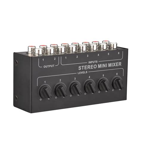 Mini Stereo 6 Channel Passive Mixer RCA Portable Mixer 6 in 2 Out ...
