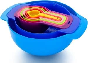 NILORO 8 Piece Nesting Bowls with Measuring Cups Set Measuring Cup Set ...