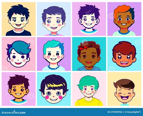 Avatars in the Shape of Boys Heads Stock Vector - Illustration of ...
