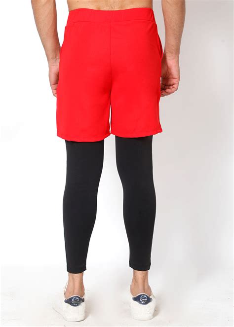 Red Black Deadlift 2-in-1 (Shorts+Tights) - Yogue Activewear
