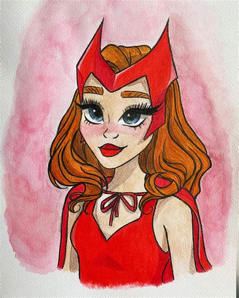 Download Wanda Maximoff Watercolor Art Wallpaper | Wallpapers.com