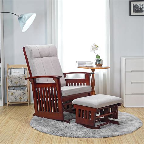 Amazon.com: ItWorths Solid Wood Glider Rocking Chair and Ottoman Set ...