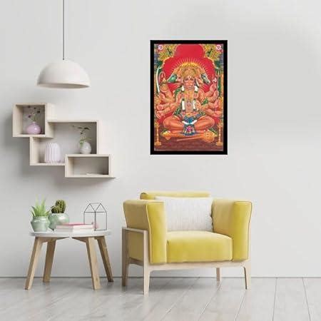 Panchmukhi Hanuman ji Engineered Wood Multicolor Photo Frame With Black ...