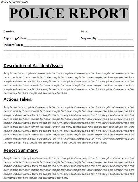 Police Incident Report Template