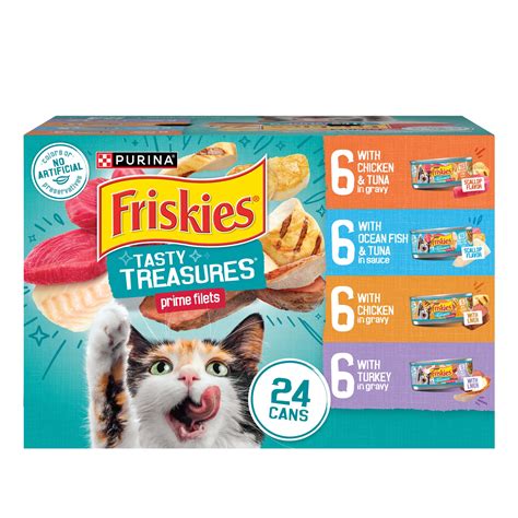 Purina Friskies Wet Cat Food Variety Pack, Tasty Treasures Prime Filets ...