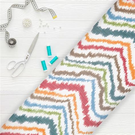 Multi Color Chevron Pattern Digital Print Silver Chiffon Fabric – Fabmyntra