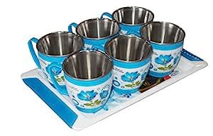 Buy Kotak Sales Printed Design Stainless Steel Inner Tea Cups Coffee ...