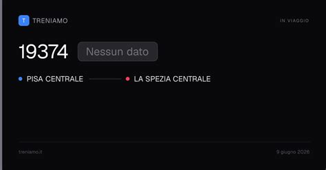 Regionale 19374 oggi: orari, ritardo, fermate in tempo reale | Treniamo