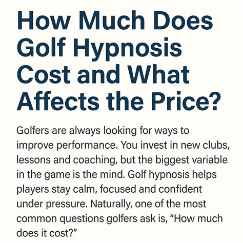 How Much Does Golf Hypnosis Cost and What Affects the Price?