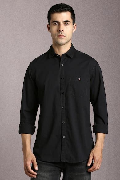 Buy Men Black Solid Full Sleeves Casual Shirt Online - 39959650 | Louis ...
