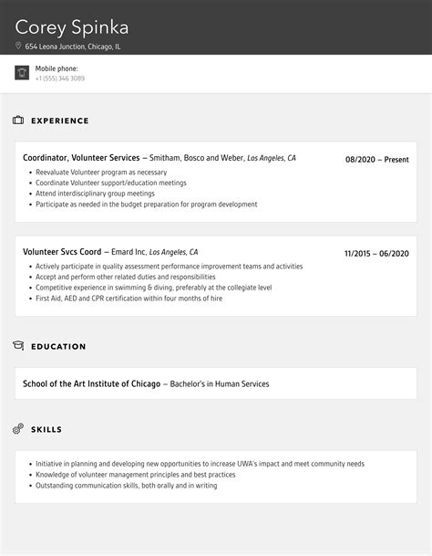 Volunteer Resume Samples | Velvet Jobs