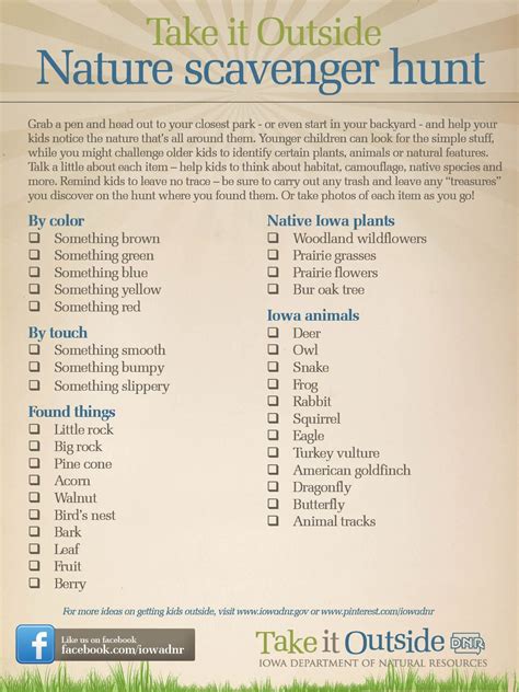 Outdoor Nature Scavenger Hunt Printable