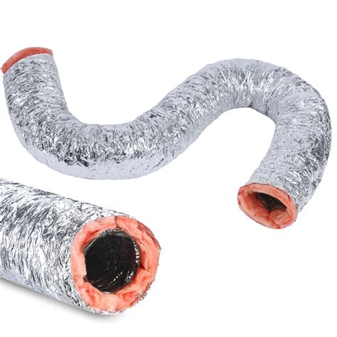 Buy 25 Feet Flexible Insulated Duct R6 Aluminum Ducting Hose Insulation ...