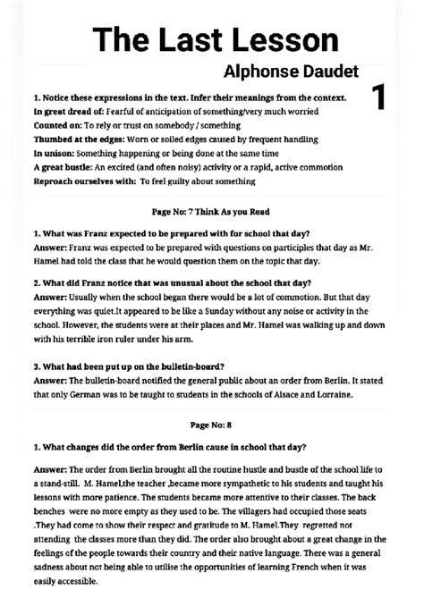 The Last Lesson (Notes) on Alphonse Daudet's Work - Analysis & Insights ...