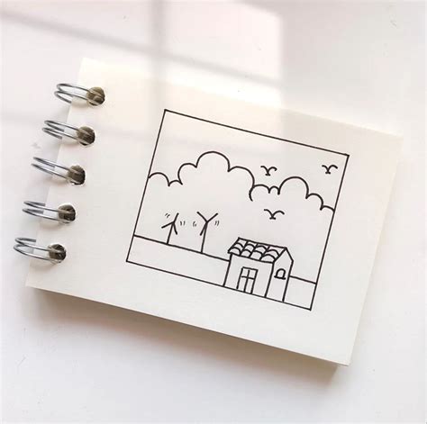 Cute House Drawing on Notebook