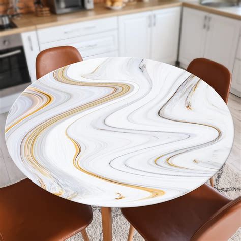 Amazon.com: Round Vinyl Fitted Tablecloth with Elastic Edge Plastic ...