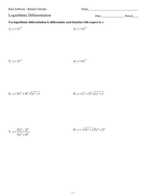 Log Differentiation Practice Problems 的图像结果